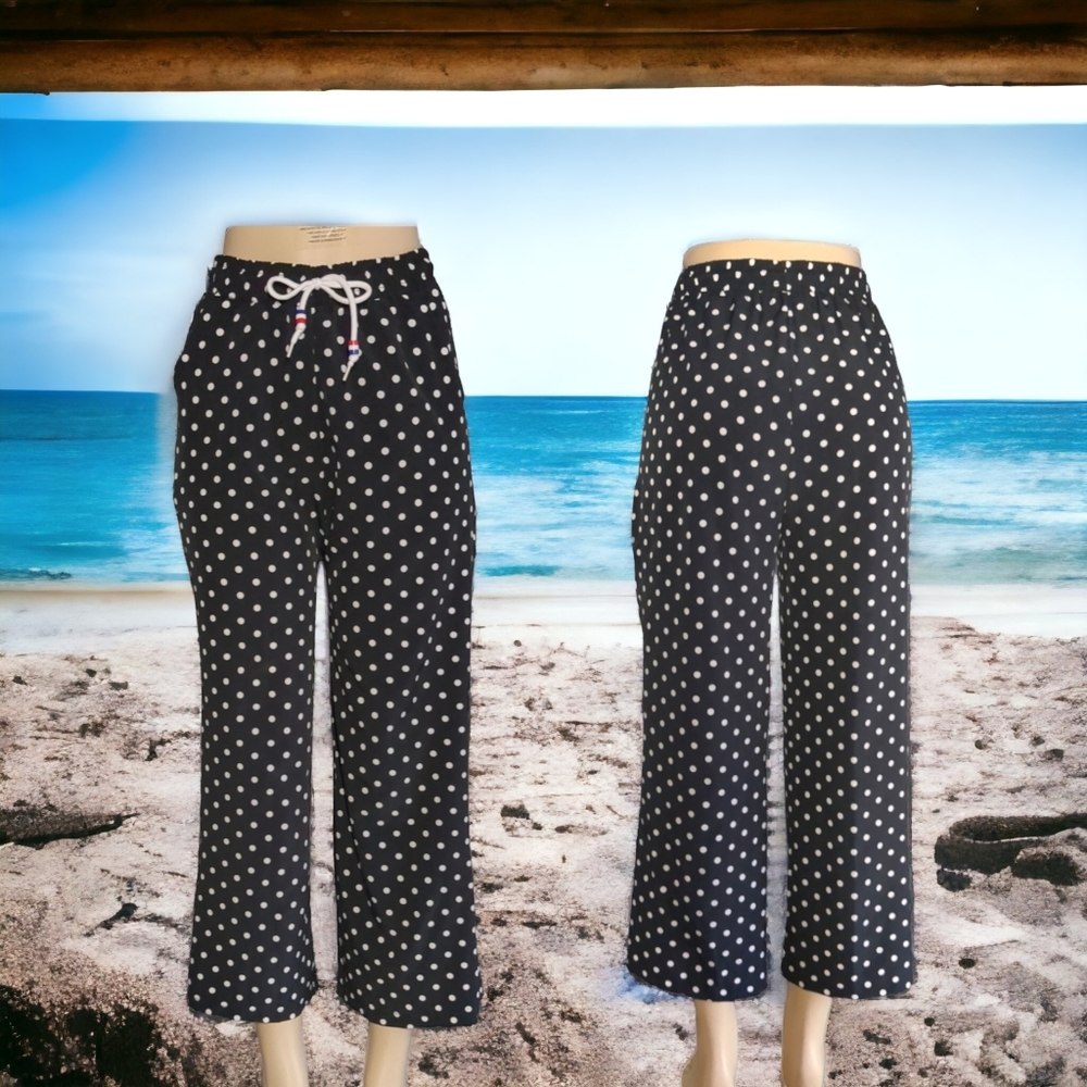 Black & White Polka Dots Capri Ankle Pants Size 6